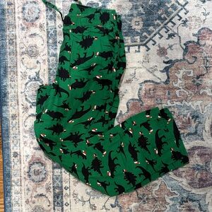 Green Dinosaur Santa Print Pajama Pants